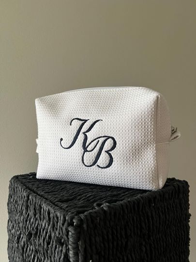 Personalized Waffle-Knit Cosmetic Bag