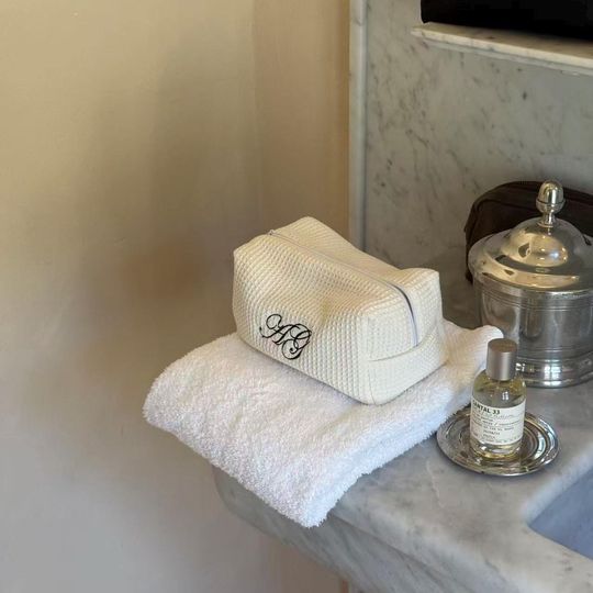 Personalized Embroidered Makeup Bag, Bubble Cotton Cosmetic Pouch