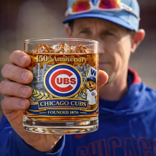 Chicago Cubs 150th Anniversary 1876 2026 Whiskey Glass