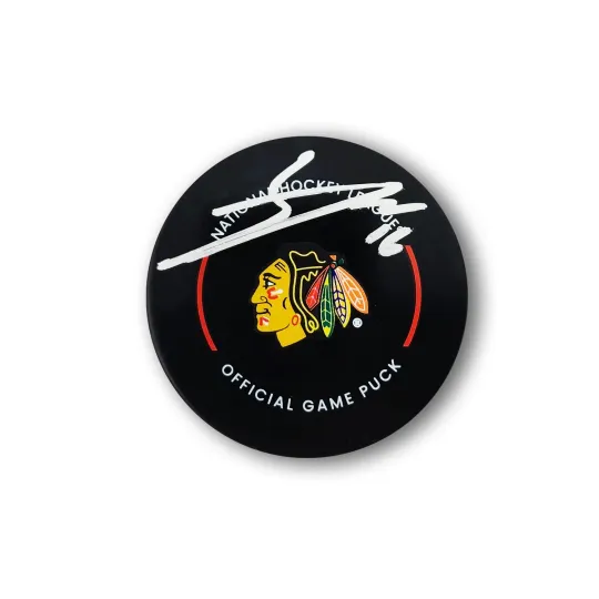 Jason Dickinson Autographed Chicago Black Hawks Hockey Puck
