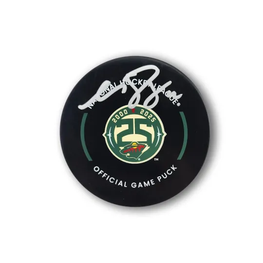 Matt Boldy Autographed Minnesota Wild 25th Year Anniversary  Hockey Puck