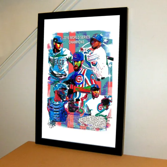 Chicago Cubs 2016 World Series Champions Baseball Poster Print Wall Art With Frame