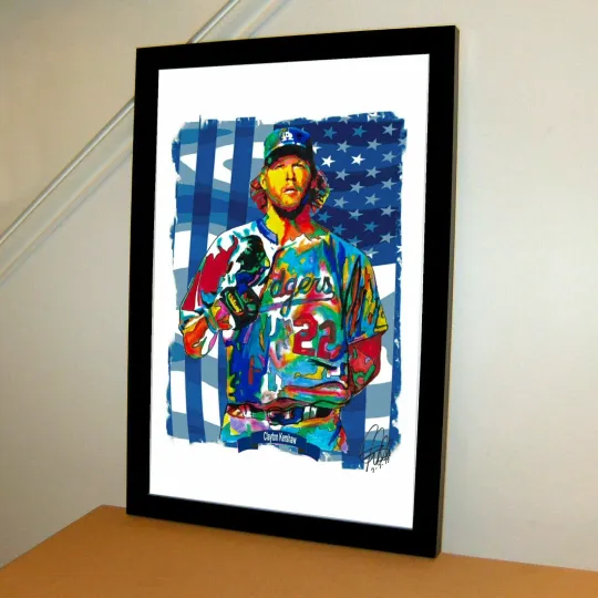 Clayton Kershaw Los Angeles Dodgers Baseball Poster Print Wall Art With Frame