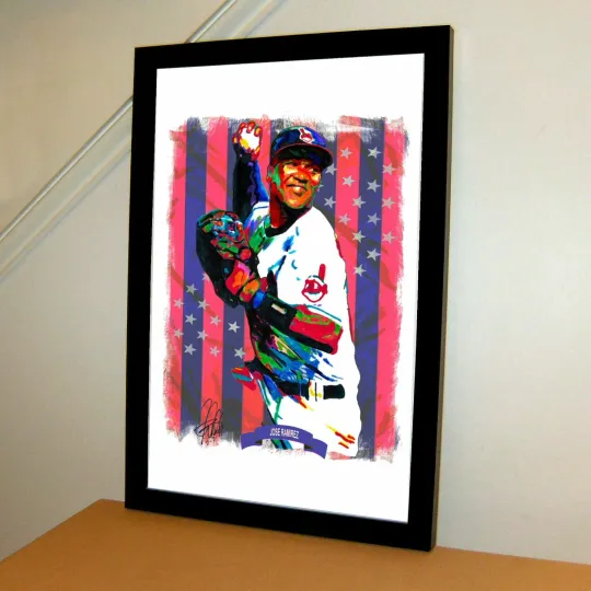 Jose Ramirez Cleveland Baseball Sports Poster Print Wall Art With Frame