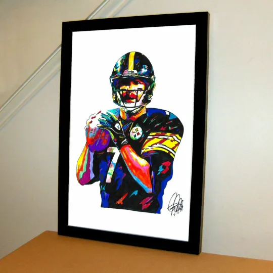 Ben Roethlisberger Steeler Football Sports Poster Print Wall Art With Frame