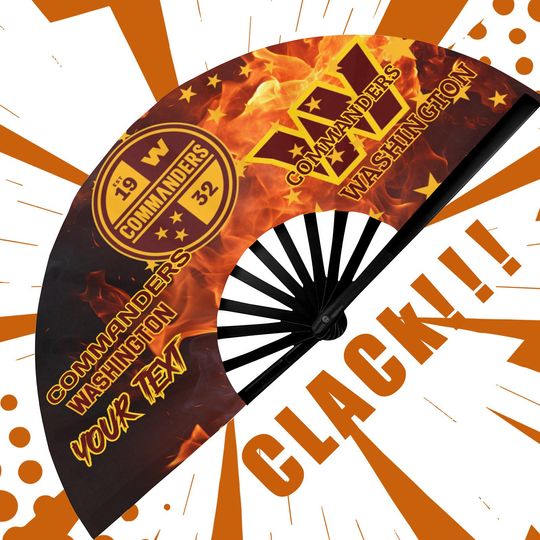 Custom Text Clack Fan: Personalized WASHINGTON COMMANDERS Rave Fan
