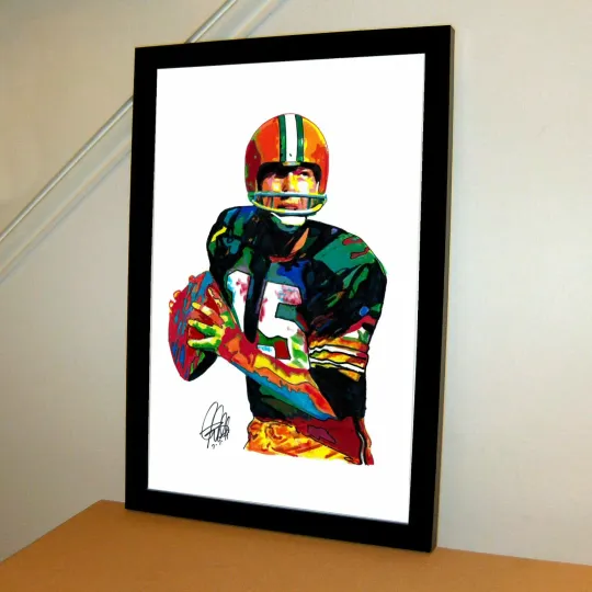Bart Starr Green Bay Packers Football Sports Poster Print Art With Frame