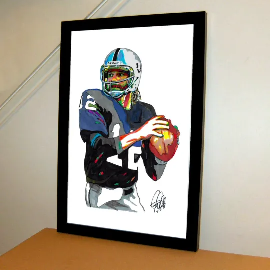Ken Stabler Oakland Raiders Quarterback Football Poster Print Wall Art With Frame