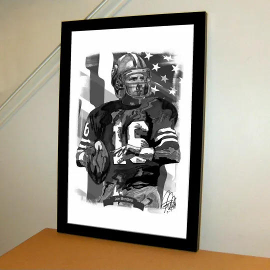 Joe Montana San Francisco 49ers Football Sports Poster Print Wall Art With Frame