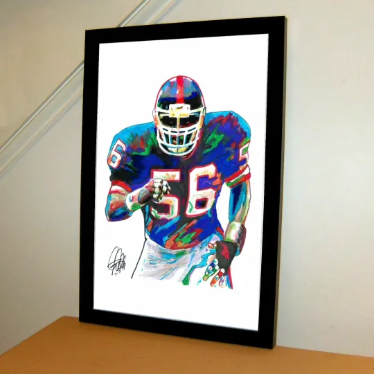 Lawrence Taylor New York Giants LB Football Sports Poster Print Wall Art With Frame