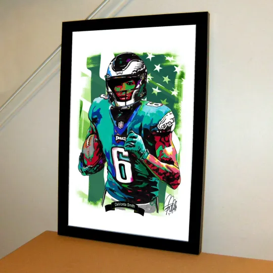 DeVonta Smith Philadelphia Eagles Football Poster Print Wall Art With Frame