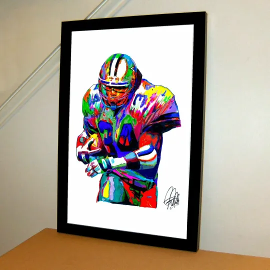 Herschel Walker Dallas Cowboys Football Sports Print Poster Wall Art With Frame