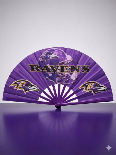 Baltimore Ravens Hand Fan  Purple Starburst football Folding Fan