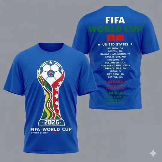 Fifa World Cup 2026 Royal Blue 3D T-shirt Full size