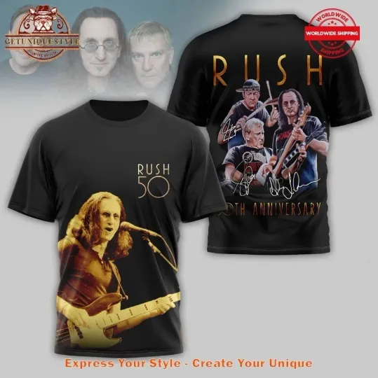 Rush Band 50th Anniversary 3D T-Shirt, Gift For Fans