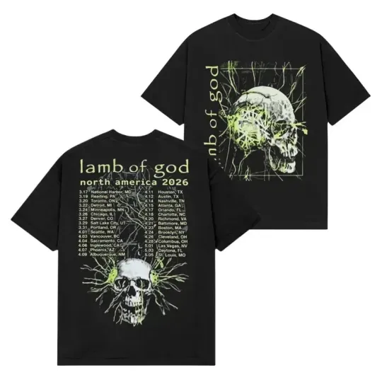 Lamb Of God Electric Skull Tour T-Shirt 2026, Double Sided