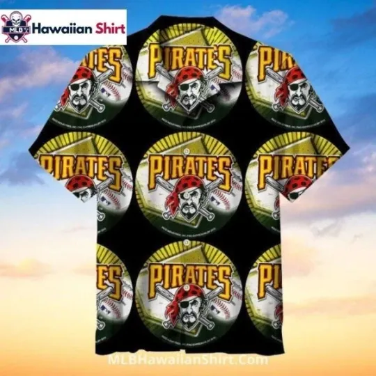 Discover Black Circle Logo Pittsburgh Baseball Team Piratess Aloha Shirt Hawaiian, Unisex