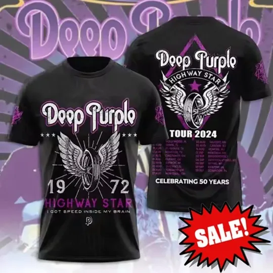 Discover NEW DEEP PURPLE Band 1972 Highway Star All Size 3D T Shirt EN92