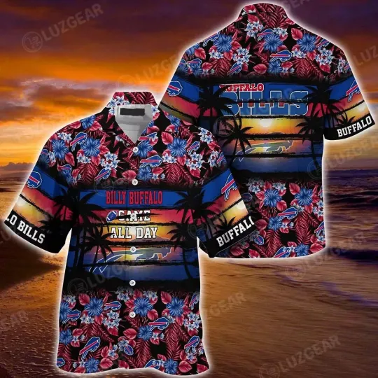 Discover Buffalo Football Team Billss Sunset Floral Hawaiian Shirt, Unisex Adult, Size S-