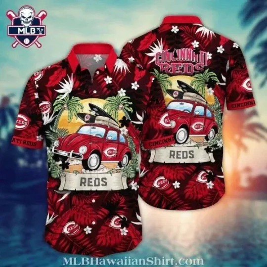 Discover Retro Roadster Reds Fan Cincinnati Baseball Team Redss Hawaiian Shirt, Unisex Ad