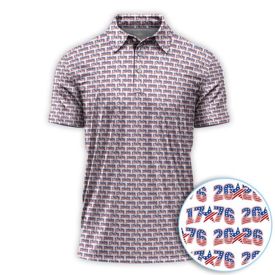 America 250 Polo Shirt, Patriotic Golf Polo, USA Flag Independence Day Shirt, July 4th Polo Men, American Anniversary Polo