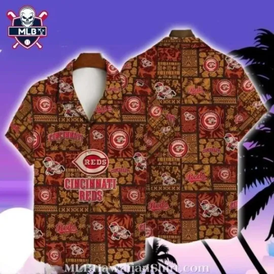 Discover Heritage Patchwork Cincinnati Baseball Team Redss Tropical Hawaiian Shirt, Unise