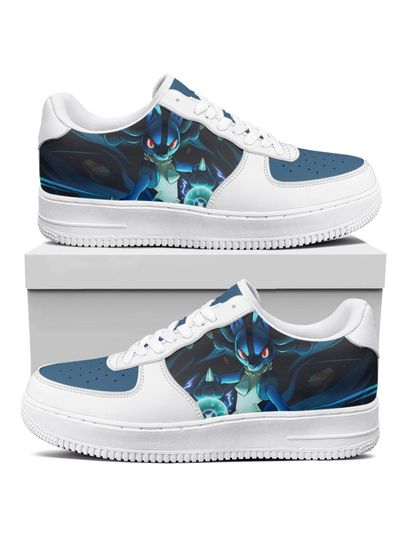 PKM Lucario Leather Low Top Sneakers for Kids, Men, Women