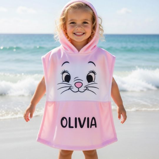 Discover Aristocats Marie Hooded Towel for Kids, Personalized Disney Bath Poncho, Custom Name Beach Towel for Toddler, Cute Cartoon Pool Gift