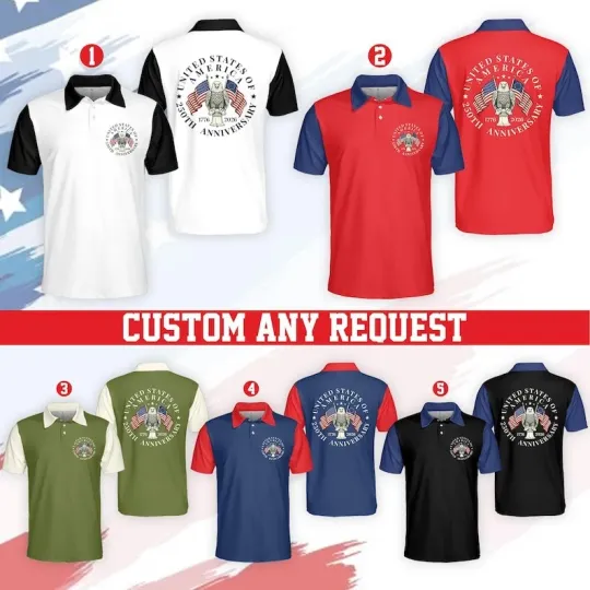 USA 250th Anniversary Polo Shirt, American History Shirt
