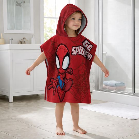 Personalized Spider Man Kid Hooded Towel, Beach Towel for Boys & Girls,Cute Superhero Bath Poncho,Kids Pool Gift,Summer Essential