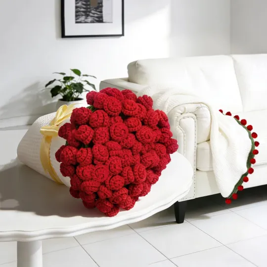 Crochet Rose Flower Bouquet Blanket
