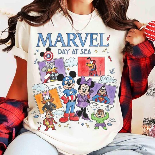 Discover Funny Marvel Day At Sea Mickey and Friends Shirt, Disney Superhero Cruise Squad Shirt, Avengers Cruise Line Tee, Wish Dream Family 2026 Trip