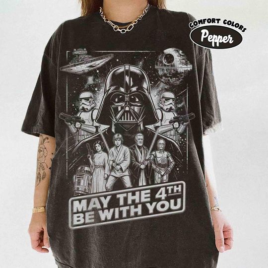 Disney Star Wars May The 4th Be With You Characters Shirt, Darth Vader Stormtrooper Luke Skywalker Tee, Galaxy's Edge Hollywood Studio's
