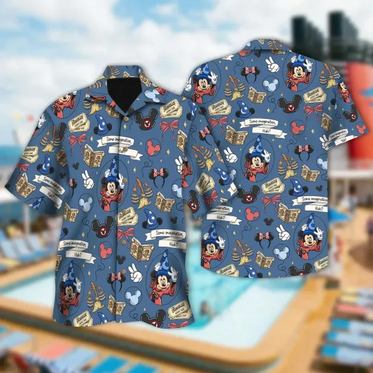 Discover Disney Coquette Bow Mickey Sorcerer Walt Disney Fantasia Mickey Hawaiian Shirt