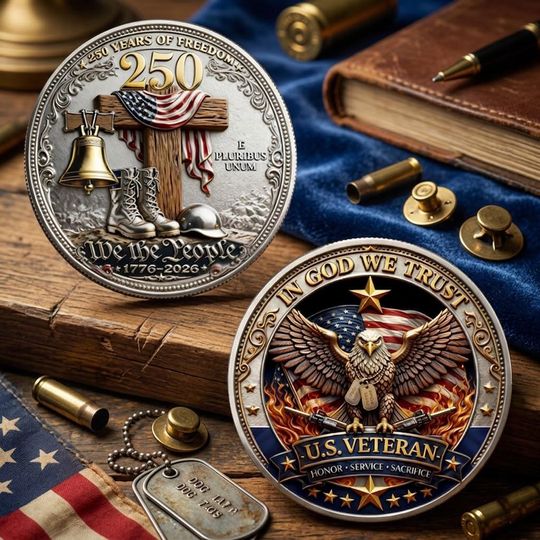 250th Anniversary USA Freedom Challenge Coin 1776–2026 We The People Commemorative Coin U.S. Veteran Honor Gift