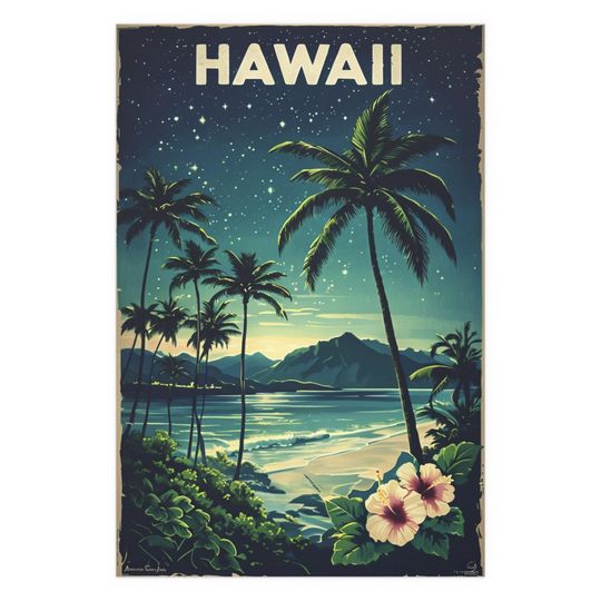 Hawaii Silk Poster Tropical Beach Wall Art Summer Decor