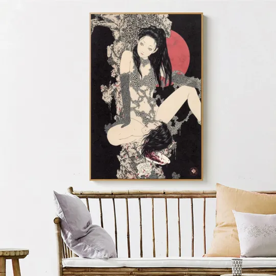 Discover Silk Poster Vampire Demons Lady Japanese Ukiyoe Art
