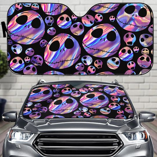 Halloween Jack Skellington Car Sunshade, Skellington Car Shade, Nightmare Before Christmas Sunshade, Halloween Car Windshield
