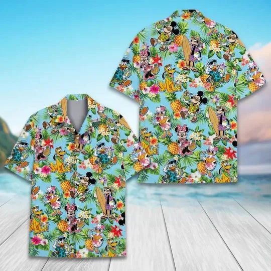 Discover Disney Mickey Minnie Donald Daisy Pluto  Disney Family Trip 2026 Hawaiian Shirt