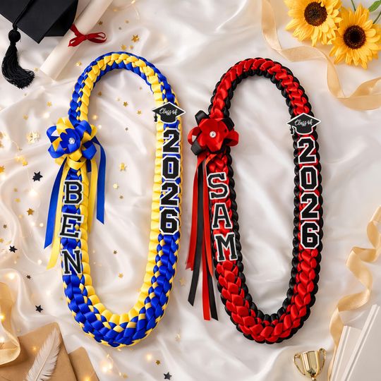 Personalized 2026 Graduation Lei with Name, Custom Ribbon Lei Class of 2026, Senior Night Gift Lei, Gift for Graduates, Grad Gifts Idea