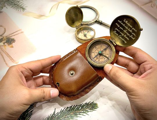 Personalized Brass Compass, Christmas Gift Compass, Working Compass, Engraved Compass, Confirmation gift, Gift for my son, anniversary gift