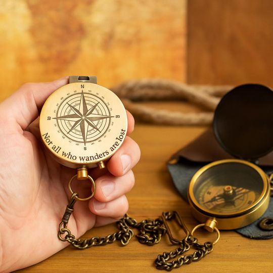 Personalized Engraved Compass: Custom Christmas Gift for Dad