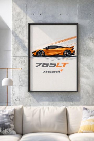Mc.L@ren 765LT orange supercar Satin Poster | Sports Car wall art