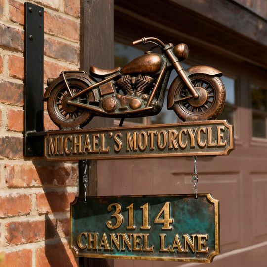 Personalized Motorcycle Garage Wooden Wall Sign