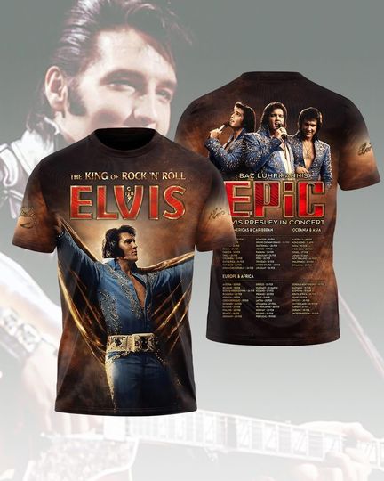 Discover Blue Elvis EPiC Shirt, Elvis Presley Concert 2026 Shirt, The King Of Rock 2 Sided Shirt, Elvis Fan Tee