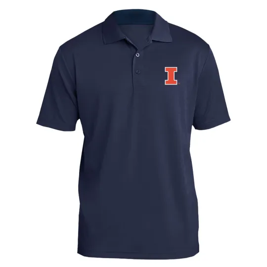 Illinois Fighting Illini Primary Logo LC EMB Polo Navy