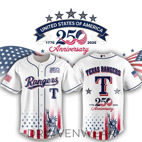 Limited Edition Texas Rangers 250th Anniversary United States Semiquincentennial Special Jersey