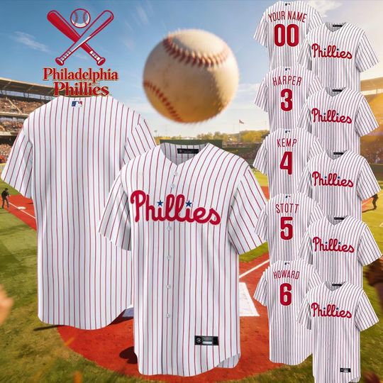 Personalized Philadelphia Phillies Custom Baseball Jersey, White Pinstripe Men's