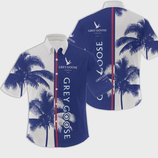 Grey Goose Tropical Hawaiian Shirt, vodka Beach Palm Print Button Up,Summer Vacation Shirt, Island Style Aloha Shirt,Unisex 3D Casual Shirt