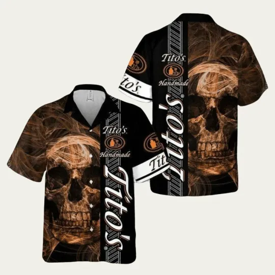 Tito8217s Handmade Vodka Smoky Skull Hawaiian Shirt